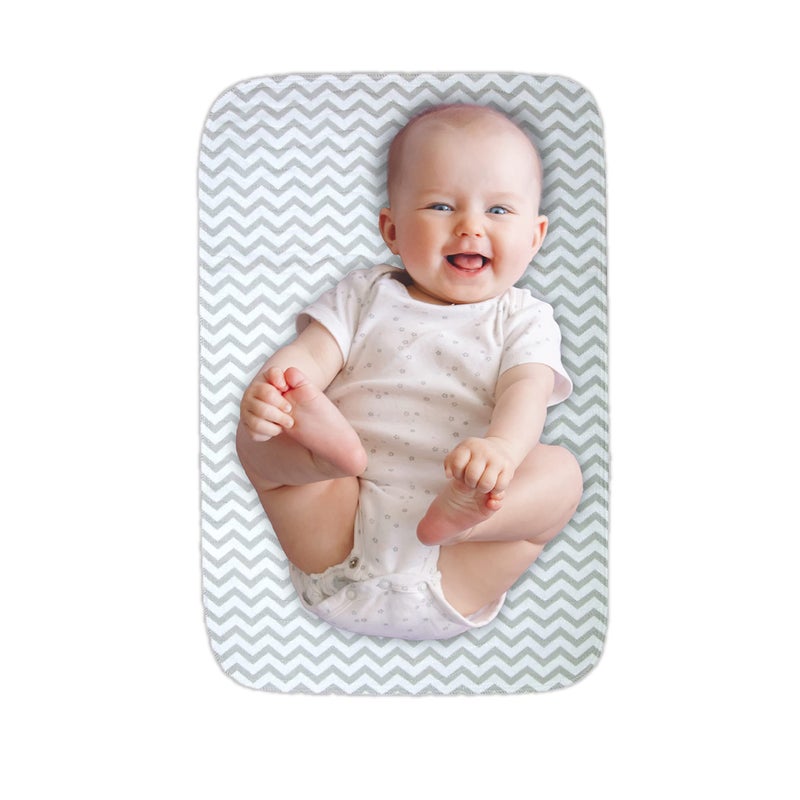 Lessy Messy Portable Diaper Changing Mat - Extra Large Waterproof Travel Changing Pad | Machine Washable & Dryer Safe | Wipeable Baby Changing Mat for Nursery, Car, & On-The-Go (Grey) - Image 1